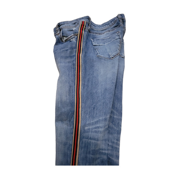 Sts BLUE Piper Skinny Straight Leg Red & Tan Stripe Blue Denim Jeans Sz. 6 - Picture 7 of 9